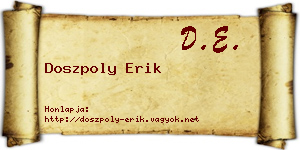 Doszpoly Erik névjegykártya
